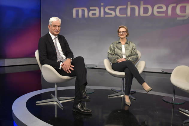 Mathias Middelberg und Franziska Brantner in der ARD-Talkshow maischberger im Studio Berlin Adlershof. Berlin, 13.10.2026