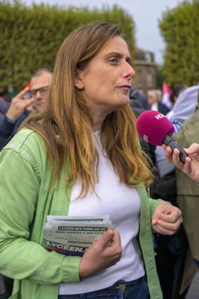 High School Students Demonstrate With Marine Tondelier In Lens - France Marine Tondelier, national secretary of the Europe Ecology The Greens party, participates in a high school student protest march in Lens, Pas de Calais, France on October 13, 2026. The demonstration involved students from local high schools accompanied by political figures, teachers, and union representatives. Photo by Blanquart C ANDBZ ABACAPRESS.COM Lens Hauts-de-France France  Copyright: xBlanquartxCh ANDBZ ABACAx