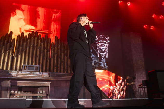 October 13, 2026, Naples, Naples, Italy: Italian rapper Francesco Stasi aka Kid Yugi perform live during Anche gli Eroi muoiono live tour in Palapartenope in Naples, Italy on October 13, 2026. Naples Italy - ZUMAl175 20261013_zip_l175_003 Copyright: xFrancescoxLucianox