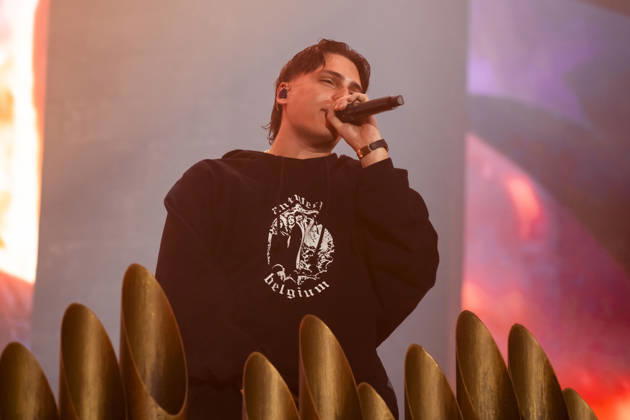October 13, 2026, Naples, Naples, Italy: Italian rapper Francesco Stasi aka Kid Yugi perform live during Anche gli Eroi muoiono live tour in Palapartenope in Naples, Italy on October 13, 2026. Naples Italy - ZUMAl175 20261013_zip_l175_007 Copyright: xFrancescoxLucianox