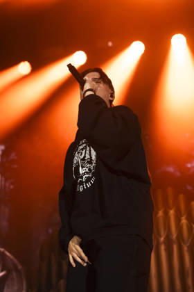 October 13, 2026, Naples, Naples, Italy: Italian rapper Francesco Stasi aka Kid Yugi perform live during Anche gli Eroi muoiono live tour in Palapartenope in Naples, Italy on October 13, 2026. Naples Italy - ZUMAl175 20261013_zip_l175_010 Copyright: xFrancescoxLucianox