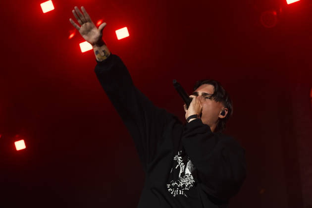 October 13, 2026, Naples, Naples, Italy: Italian rapper Francesco Stasi aka Kid Yugi perform live during Anche gli Eroi muoiono live tour in Palapartenope in Naples, Italy on October 13, 2026. Naples Italy - ZUMAl175 20261013_zip_l175_011 Copyright: xFrancescoxLucianox