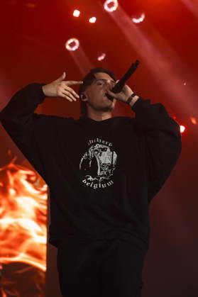 October 13, 2026, Naples, Naples, Italy: Italian rapper Francesco Stasi aka Kid Yugi perform live during Anche gli Eroi muoiono live tour in Palapartenope in Naples, Italy on October 13, 2026. Naples Italy - ZUMAl175 20261013_zip_l175_013 Copyright: xFrancescoxLucianox