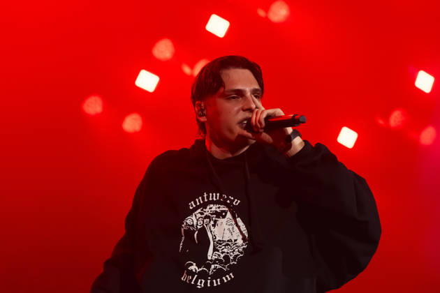 October 13, 2026, Naples, Naples, Italy: Italian rapper Francesco Stasi aka Kid Yugi perform live during Anche gli Eroi muoiono live tour in Palapartenope in Naples, Italy on October 13, 2026. Naples Italy - ZUMAl175 20261013_zip_l175_014 Copyright: xFrancescoxLucianox