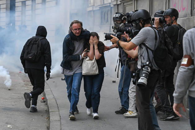 High school students and autonomous groups clash with riot police in Paris, October 13, 2026. - 13 10 2026 - France Ile-de-France (region) Paris -  JulienxMattiax xLexPictorium LePictorium_0343299