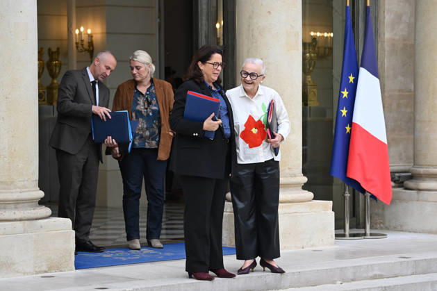 Weekly Cabinet Meeting at the Elysee Palace French Deputy Minister for the Relations with the Parliament Laurent Panifous, French Minister of Health, Families, Autonomy and Disabled people Stephanie Rist, French Minister for Sports, Youth and Associative Life Marina Ferrari and French Minister of Spatial Planning and Decentralization Francoise Gatel leaves after the weekly cabinet meeting (Conseil des ministres) at the Elysee Palace in Paris, France, on October 14, 2026. Photo by Tomas Stevens ABACAPRESS.COM Paris France  Copyright: xStevensxTomas ABACAx
