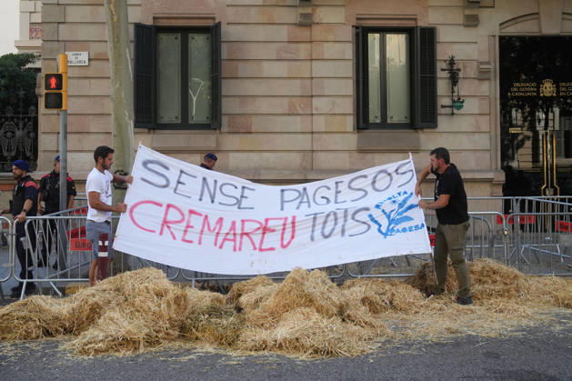 Tractor Rally for Agriculture in Barcelona: Protesters during a rally of tractors from various parts of Catalonia in front of the Government Delegation and statements, on October 14, 2026, in Barcelona, Catalonia, Spain. The demonstration, organized by Unió de Pagesos with the support of Asaja, FCAC, and Revolta Pagesa, denounces the structural crisis in the agricultural sector in Barcelona. October 14, 2026, Spain Copyright: xDavidxZorrakinox 7844769