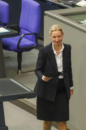 Alice Weidel bei der Sitzung im Deutschen Bundestag am 14.10.2026 in Berlin Bundeskanzler Merz bei Regierungserklärung m Deutschen Bundestag
