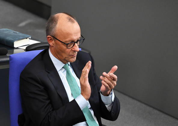 German Chancellor Friedrich Merz delivers government statement in Berlin ahead of EU Summit BERLIN, GERMANY – OCTOBER 14: German Chancellor Friedrich Merz delivers a government statement ahead of the upcoming meeting of the European Council in the Bundestag in Berlin, Germany, on October 14, 2026. Volodymyr Sindieiev Anadolu Berlin Germany. Editorial use only. Please get in touch for any other usage.  Copyright: x2026xAnadoluxVolodymyrxSindieievx