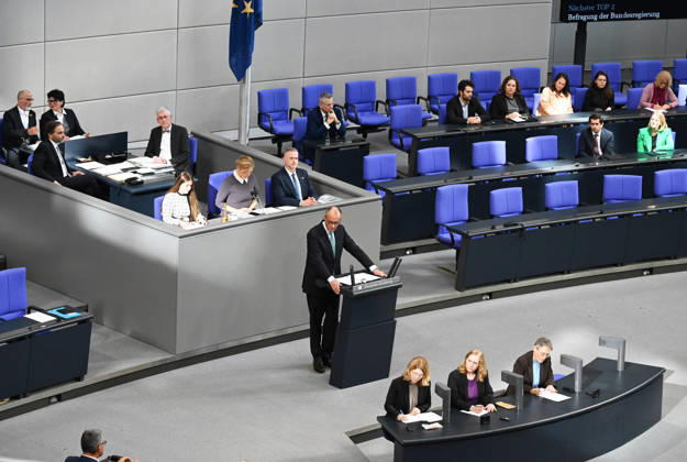 German Chancellor Friedrich Merz delivers government statement in Berlin ahead of EU Summit BERLIN, GERMANY – OCTOBER 14: German Chancellor Friedrich Merz delivers a government statement ahead of the upcoming meeting of the European Council in the Bundestag in Berlin, Germany, on October 14, 2026. Volodymyr Sindieiev Anadolu Berlin Germany. Editorial use only. Please get in touch for any other usage.  Copyright: x2026xAnadoluxVolodymyrxSindieievx