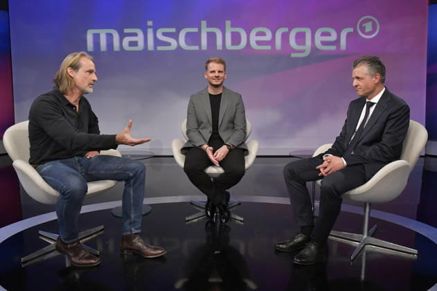 Richard David Precht, Tim Klüssendorf und Thorsten Frei in der ARD-Talkshow maischberger im Studio Berlin Adlershof. Berlin, 14.10.2026