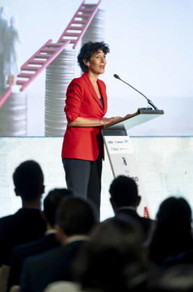 Elma Saiz Opens the 2026 Pensions Forum Elma Saiz, Minister of Inclusion, Social Security, and Migration and government spokesperson, speaks during the opening of the 2026 Pensions Forum, at the COAM headquarters on October 15, 2026, in Madrid, Spain. The forum was organized by APD, BBVA Seguros, Ibercaja, Marsh, Santander Seguros, and VidaCaixa. October 15, 2026, Madrid, Spain Copyright: xAlbertoxOrtegax 7846810
