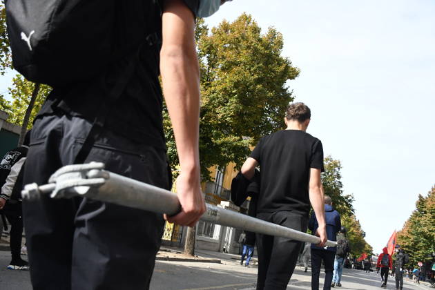 Student protests demanding improved educational conditions continue in Albania TIRANA, ALBANIA - OCTOBER 15: A protester carries a metal pole as demonstrators march through the streets during the third day of protests demanding improved educational conditions in Tirana, Albania, on October 15, 2026. University students are joined by high school students and local residents as tensions escalate, with police using tear gas to disperse demonstrators outside the Ministry of Education and the Parliament building, while protesters throw stones and other objects at police officers. Olsi Shehu Anadolu Tirana Albania. Editorial use only. Please get in touch for any other usage.  Copyright: x2026xAnadoluxOlsixShehux