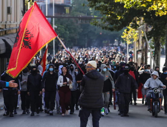 Violent protest of Students in Tirana, Albania Students march in front of Albanian Parliament in Tirana, Albania, on October 15, 2026. Students are in the third day of their protest calling for better education conditions and the resignation of Prime Minister Edi Rama. Tirana Albania  Copyright: xMatrixxImages ArmandoxBabanix
