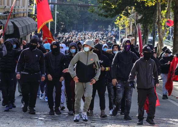 Violent protest of Students in Tirana, Albania Students march in front of Albanian Parliament in Tirana, Albania, on October 15, 2026. Students are in the third day of their protest calling for better education conditions and the resignation of Prime Minister Edi Rama. Tirana Albania  Copyright: xMatrixxImages ArmandoxBabanix