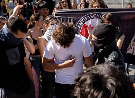 October 15, 2026, Madrid, Spain: MADRID, SPAIN - OCTOBER 15, 2026: Hundreds of students have gathered at the Complutense University of Madrid to denounce the police charges that took place yesterday on campus and to demand the release and dismissal of charges against the five students arrested during the protest. The march proceeded to the Geography and History Department, where seven police vans had set up a security perimeter. The students demanded more funding for the public university which is under the jurisdiction of the Community of Madrid, governed by the conservative People™s Party and the removal of police from the campus which falls under the jurisdiction of the central government led by the Socialist Party. Madrid Spain - ZUMAq101 20261015_zna_q101_118 Copyright: xVictorxSanjuanxCardeoÂ±Ax