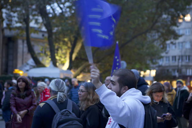 Protesters demand answers over Black Sea maritime attacks in Bulgaria SOFIA, BULGARIA - OCTOBER 15: Demonstrators gather during a protest demanding clarification over recent Black Sea maritime attacks near government buildings in Sofia, Bulgaria on October 15, 2026. Protesters assembled to voice anger against the policies of President Iliana Iotova and Prime Minister Rumen Radev, seeking answers regarding drone strikes on four commercial vessels within Bulgaria’s exclusive economic zone that left two ships sunk and two damaged. Hristo Vladev Anadolu Sofia Bulgaria. Editorial use only. Please get in touch for any other usage.  Copyright: x2026xAnadoluxHristoxVladevx