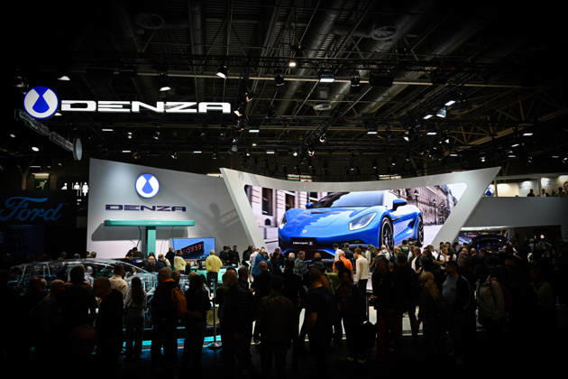 Paris Motor Show 2026 Denza Automobile logo at the International Motor Show 2026 in Paris Porte de Versailles on October 15,2026. Photo by Tomas Stevens ABACAPRESS.COM Paris France Copyright: xStevensxTomas ABACAx