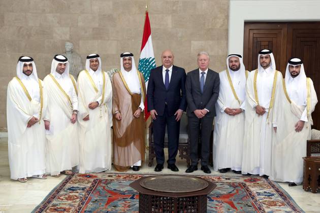 Qatar s Prime Minister and Foreign Minister Mohammed bin Abdulrahman Al Thani in Beirut BEIRUT, LEBANON - OCTOBER 16: (----EDITORIAL USE ONLY - MANDATORY CREDIT - LEBANESE PRESIDENCY HANDOUT - NO MARKETING NO ADVERTISING CAMPAIGNS - DISTRIBUTED AS A SERVICE TO CLIENTS----) Lebanese President Joseph Aoun (R) meets with Qatar s Prime Minister and Foreign Minister Mohammed bin Abdulrahman Al Thani at Baabda Palace, on October 16, 2026 in Beirut, Lebanon. Lebanese Presidency Anadolu Beirut Lebanon. Editorial use only. Please get in touch for any other usage.  Copyright: x2026xAnadoluxLebanesexPresidencyx