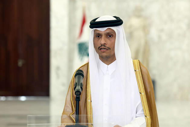Qatar s Prime Minister and Foreign Minister Mohammed bin Abdulrahman Al Thani in Beirut BEIRUT, LEBANON - OCTOBER 16: (----EDITORIAL USE ONLY - MANDATORY CREDIT - LEBANESE PRESIDENCY HANDOUT - NO MARKETING NO ADVERTISING CAMPAIGNS - DISTRIBUTED AS A SERVICE TO CLIENTS----) Qatar s Prime Minister and Foreign Minister Mohammed bin Abdulrahman Al Thani holds a press conference after his meeting with Lebanese President Joseph Aoun at Baabda Palace, on October 16, 2026 in Beirut, Lebanon. Lebanese Presidency Anadolu Beirut Lebanon. Editorial use only. Please get in touch for any other usage.  Copyright: x2026xAnadoluxLebanesexPresidencyx