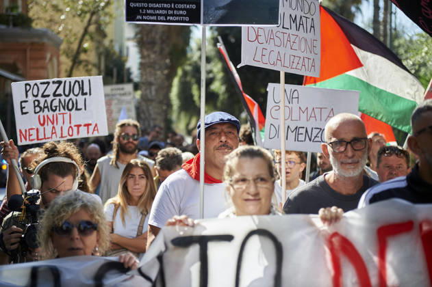 March for a climate strike in Naples NAPLES, ITALY - OCTOBER 16: People march for a climate strike to protest against governmental inaction towards global warming and climate change, part of demonstrations being held worldwide in a movement dubbed Fridays for Future inspired by the Swedish climate activist Greta Thunberg and to call for the regeneration of the Bagnoli neighbourhood, which will host the America’s Cup next year in Naples, on October 16, 2026. Eliano Imperato Anadolu Naples Italy. Editorial use only. Please get in touch for any other usage.  Copyright: x2026xAnadoluxElianoxImperatox