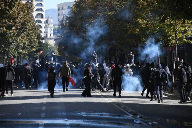 Demonstrations organized by students demanding improvements to their educational conditions continue in Albania TIRANA, ALBANIA - OCTOBER 16: Riot police deploy tear gas during clashes with student demonstrators protesting for improved educational conditions and lower fees in Tirana, Albania on October 16, 2026. Security forces intervened with tear gas and crowd-control measures after confrontations broke out near key government structures and university perimeters. Olsi Shehu Anadolu Tirana Albania. Editorial use only. Please get in touch for any other usage.  Copyright: x2026xAnadoluxOlsixShehux