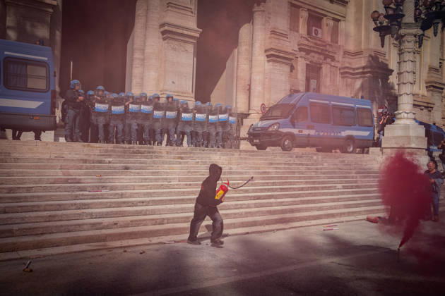 October 16, 2026, Rome, Rm, Italy: Thousands of students are taking to the streets to protest against the Meloni governmentÃ¢â‚¬â ¢s education policies. The studentsÃ¢â‚¬â ¢ demands include: No one is a foreigner; fund schools, not war; and no to the militarization of school. Moments of tension in front of the Ministry of Education. Rome Italy  - ZUMAg256 20261016_znp_g256_029 Copyright: xMarcoxDixGianvitox