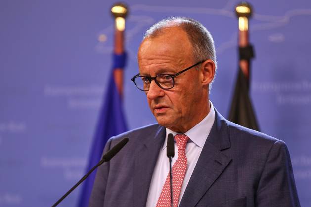 Brüssel, Belgien, 16.10.2026: Europa-Gebäude: EU-Gipfel: Bundeskanzler Friedrich Merz (CDU) auf einer Pressekonferenz zum Abschluss am Freitagnachmittag. Copyright: xdtsxNachrichtenagenturx dts_139658