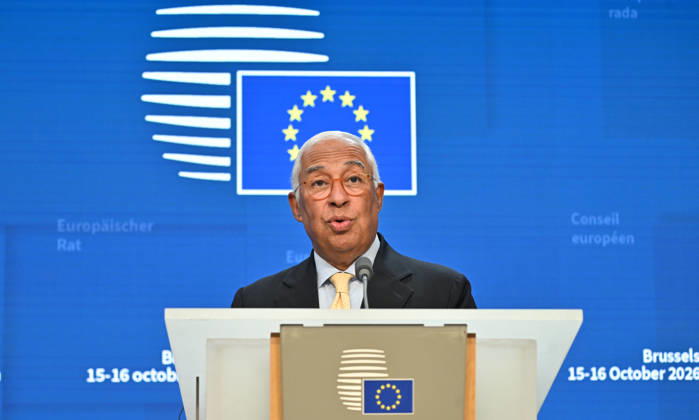 Antonio Costa and Ursula von der Leyen hold press conference after EU Leaders Summit BRUSSELS, BELGIUM - OCTOBER 16: European Council President Antonio Costa, (seen), and European Commission President Ursula von der Leyen, speak during a press conference following the European Union Leaders Summit, on October 16, 2026 in Brussels, Belgium. Dursun Aydemir Anadolu Brussels Belgium. Editorial use only. Please get in touch for any other usage.  Copyright: x2026xAnadoluxDursunxAydemirx