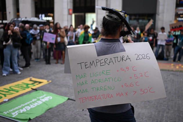 Fridays for Future climate strike in Milan, Italy MILAN, ITALY - OCTOBER 16: Climate activists from Fridays for Future hold placards during a nationwide climate strike in Milan, Italy, on October 16, 2026. Demonstrations are taking place in more than 25 Italian cities, with protesters demanding stronger government action against climate change, faster progress towards renewable energy and greater climate justice. Piero Cruciatti Anadolu Milan Italy. Editorial use only. Please get in touch for any other usage.  Copyright: x2026xAnadoluxPieroxCruciattix
