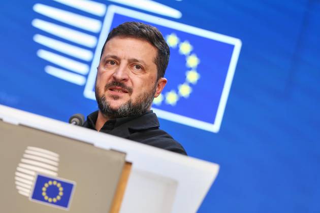 Brüssel, Belgien, 16.10.2026: Europa-Gebäude: EU-Gipfel: Wolodymyr Selenskyj gibt eine Pressekonferenz Copyright: xdtsxNachrichtenagenturx dts_139534