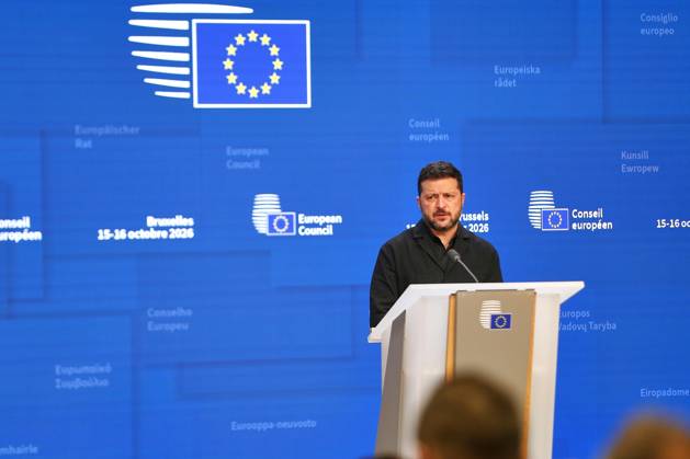 Brüssel, Belgien, 16.10.2026: Europa-Gebäude: EU-Gipfel: Wolodymyr Selenskyj gibt eine Pressekonferenz Copyright: xdtsxNachrichtenagenturx dts_139510
