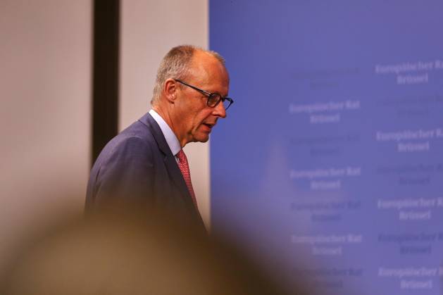 Brüssel, Belgien, 16.10.2026: Europa-Gebäude: EU-Gipfel: Bundeskanzler Friedrich Merz (CDU) auf einer Pressekonferenz zum Abschluss am Freitagnachmittag. Copyright: xdtsxNachrichtenagenturx dts_139652