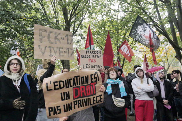 17.10.2026, Berlin - Deutschland. Solidarität mit den Schüler:innen in Frankreich am Kleistpark.