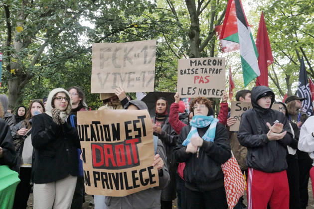 17.10.2026, Berlin - Deutschland. Solidarität mit den Schüler:innen in Frankreich am Kleistpark.