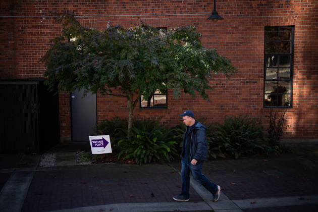 October 17, 2026, Port Moody, Bc, CANADA: A man walks away from a polling station in Vancouver, on Saturday Oct. 17, 2026. British Columbians are heading to the polls to cast their votes in municipal elections being held across the province. Port Moody CANADA  - ZUMAc35_ 20261017_zaf_c35_011 Copyright: xEthanxCairnsx