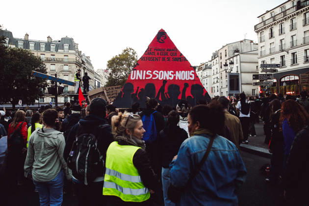 High Cost of Living Protest - Paris National day of action in France to protest the high cost of living and student conditions, bringing together high school and college students, labor unions, and the Yellow Vests movement held at Place de la Republique, Paris, France, on October 17, 2026. Photo by Marie-Paola Bertrand-Hillion ABACAPRESS.COM Paris France  Copyright: xBertrand-HillionxMarie-Paola ABACAx