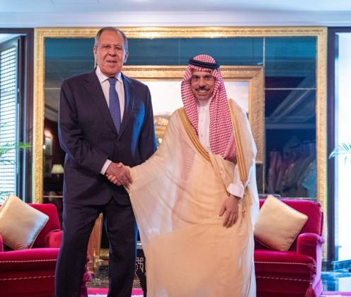 Sergey Lavrov - Faisal bin Farhan Al Saud meeting in Bahrain MANAMA, BAHRAIN - OCTOBER 18: (----EDITORIAL USE ONLY MANDATORY CREDIT - SAUDI ARABIA FOREIGN MINISTRY HANDOUT - NO MARKETING NO ADVERTISING CAMPAIGNS - DISTRIBUTED AS A SERVICE TO CLIENTS----) Russian Foreign Minister Sergey Lavrov and Saudi Foreign Minister Prince Faisal bin Farhan Al Saud shake hands during the 9th Joint Ministerial Meeting of the Russia-Gulf Cooperation Council (GCC) Strategic Dialogue in Manama, Bahrain on October 18, 2026. Saudi Arabia Foreign Ministry Anadolu Manama Bahrain. Editorial use only. Please get in touch for any other usage.  Copyright: x2026xAnadoluxSaudixArabiaxForeignxMinistryx