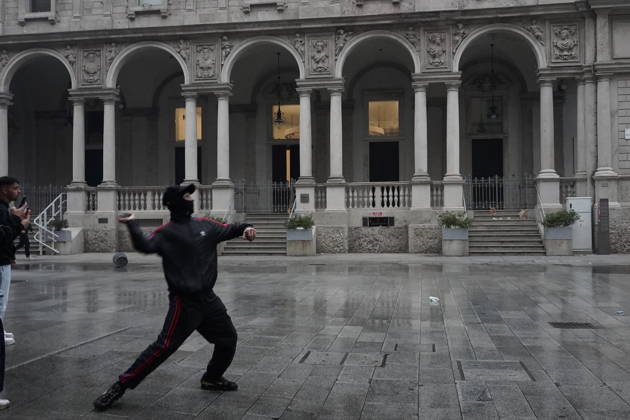 RECORD DATE NOT STATED IPA89866342 - Milan: Clashes and looting by hooded youths continued in the city center the day after the demonstration on Saturday, the 17th; many hooded individuals were detained and taken to police headquarters.  Copyright: xx xEmanuelexDexCarlix IPA89866342