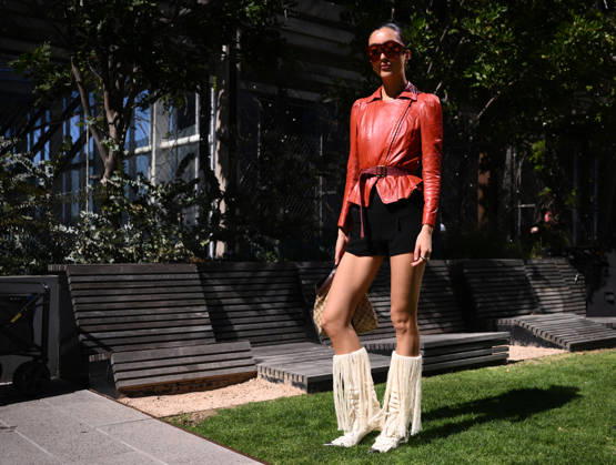 MELBOURNE FASHION WEEK PREVIEW, A model walks the runway during a 2026 Melbourne Fashion Week Runway Preview, at Sky Park, Melbourne, Monday, October 19, 2026. The preview features a selection of the upcoming collections that will appear on M FW runways including designers OUT OF HAND x Lisa Waup, Ebony Noire, Van Ermel Scherer, Perple, Gotham, Wilson Jedd Adams, Asiyam, Atoir, NGALI, Kuwaii, HoMie, Collective Closets x Mariam Farah, TOJHÃÄ, Amy Cottrell, BAAQIY and Sean Rentero. ( NO ARCHIVING MELBOURNE VICTORIA Australia Copyright: xJOELxCARRETTx 20261019130033434021