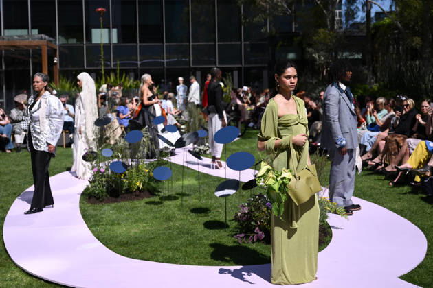 MELBOURNE FASHION WEEK PREVIEW, A model walks the runway during a 2026 Melbourne Fashion Week Runway Preview, at Sky Park, Melbourne, Monday, October 19, 2026. The preview features a selection of the upcoming collections that will appear on M FW runways including designers OUT OF HAND x Lisa Waup, Ebony Noire, Van Ermel Scherer, Perple, Gotham, Wilson Jedd Adams, Asiyam, Atoir, NGALI, Kuwaii, HoMie, Collective Closets x Mariam Farah, TOJHÃÄ, Amy Cottrell, BAAQIY and Sean Rentero. ( NO ARCHIVING MELBOURNE VICTORIA Australia Copyright: xJOELxCARRETTx 20261019178503816858