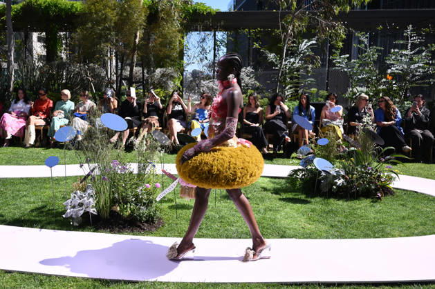 MELBOURNE FASHION WEEK PREVIEW, A model walks the runway during a 2026 Melbourne Fashion Week Runway Preview, at Sky Park, Melbourne, Monday, October 19, 2026. The preview features a selection of the upcoming collections that will appear on M FW runways including designers OUT OF HAND x Lisa Waup, Ebony Noire, Van Ermel Scherer, Perple, Gotham, Wilson Jedd Adams, Asiyam, Atoir, NGALI, Kuwaii, HoMie, Collective Closets x Mariam Farah, TOJHÃÄ, Amy Cottrell, BAAQIY and Sean Rentero. ( NO ARCHIVING MELBOURNE VICTORIA Australia Copyright: xJOELxCARRETTx 20261019112273517119