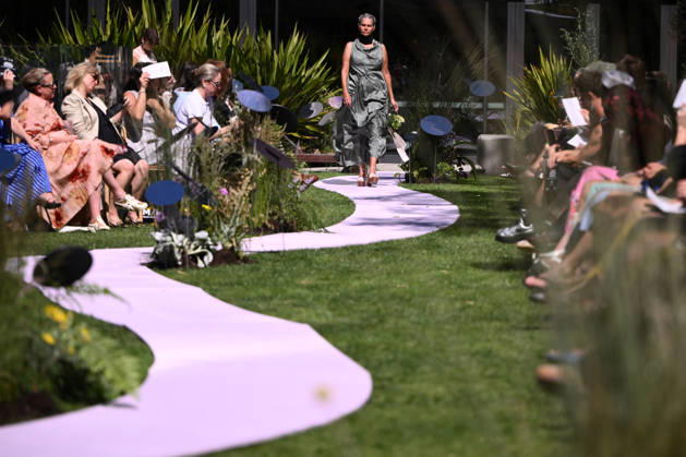 MELBOURNE FASHION WEEK PREVIEW, A model walks the runway during a 2026 Melbourne Fashion Week Runway Preview, at Sky Park, Melbourne, Monday, October 19, 2026. The preview features a selection of the upcoming collections that will appear on M FW runways including designers OUT OF HAND x Lisa Waup, Ebony Noire, Van Ermel Scherer, Perple, Gotham, Wilson Jedd Adams, Asiyam, Atoir, NGALI, Kuwaii, HoMie, Collective Closets x Mariam Farah, TOJHÃÄ, Amy Cottrell, BAAQIY and Sean Rentero. ( NO ARCHIVING MELBOURNE VICTORIA Australia Copyright: xJOELxCARRETTx 20261019127719716218