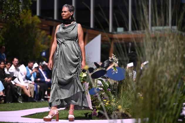 MELBOURNE FASHION WEEK PREVIEW, A model walks the runway during a 2026 Melbourne Fashion Week Runway Preview, at Sky Park, Melbourne, Monday, October 19, 2026. The preview features a selection of the upcoming collections that will appear on M FW runways including designers OUT OF HAND x Lisa Waup, Ebony Noire, Van Ermel Scherer, Perple, Gotham, Wilson Jedd Adams, Asiyam, Atoir, NGALI, Kuwaii, HoMie, Collective Closets x Mariam Farah, TOJHÃÄ, Amy Cottrell, BAAQIY and Sean Rentero. ( NO ARCHIVING MELBOURNE VICTORIA Australia Copyright: xJOELxCARRETTx 20261019139515052819