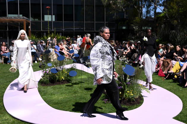 MELBOURNE FASHION WEEK PREVIEW, A model walks the runway during a 2026 Melbourne Fashion Week Runway Preview, at Sky Park, Melbourne, Monday, October 19, 2026. The preview features a selection of the upcoming collections that will appear on M FW runways including designers OUT OF HAND x Lisa Waup, Ebony Noire, Van Ermel Scherer, Perple, Gotham, Wilson Jedd Adams, Asiyam, Atoir, NGALI, Kuwaii, HoMie, Collective Closets x Mariam Farah, TOJHÃÄ, Amy Cottrell, BAAQIY and Sean Rentero. ( NO ARCHIVING MELBOURNE VICTORIA Australia Copyright: xJOELxCARRETTx 20261019115449245900