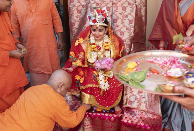 October 19, 2026, Guwahati, Assam, India: A young girl participate in the Kumari Puja ritual as part of the annual Durga Puja Festival at the Ram Krishna Mission, in Guwahati, India on Monday, 19 October 2026. Kumari Puja is a Hindu tradition observed during Durga Puja, Basanti Puja, and Navratri, in which young girls aged one to sixteen are worshipped as living embodiments of the Goddess, the ritual symbolises purity, divine feminine power, and spiritual devotion. Guwahati India - ZUMAt232 20261019_zip_t232_005 Copyright: xDavidxTalukdarx