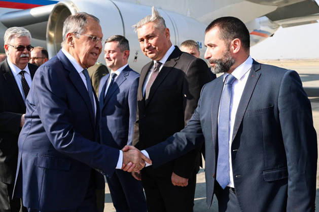IRAN, TEHRAN - OCTOBER 19, 2026: Sergei Lavrov (L front), Russia™s Minister of Foreign Affairs, is pictured during a welcoming ceremony at the city s airport. Best quality available Tehran Iran  - ZUMAt113 20261019_zaa_t113_127 Copyright: xRussianxForeignxMinistryx