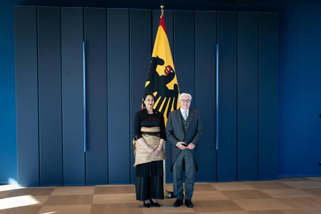 Bundespräsident, Frank-Walter Steinmeier, Akkreditierung von Botschaftern Berlin, Amtssitz am Spreebogen, Bundespräsident, Frank-Walter Steinmeier, Akkreditierung von Botschaftern, Botschafterin, Tonga, Titilupe Fanetupouvava u Tu ivakano Berlin Berlin GER
