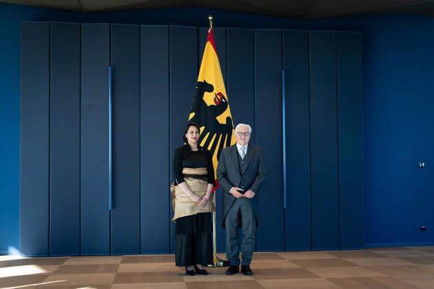 Bundespräsident, Frank-Walter Steinmeier, Akkreditierung von Botschaftern Berlin, Amtssitz am Spreebogen, Bundespräsident, Frank-Walter Steinmeier, Akkreditierung von Botschaftern, Botschafterin, Tonga, Titilupe Fanetupouvava u Tu ivakano Berlin Berlin GER