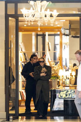 Céline Dion, accompanied by her sons Eddy and Nelson Angelil, leaves the Royal Monceau hotel for La Plenitude Arena in Paris after 16 concerts over five weeks in front of nearly 500,000 people, on October 19, 2026. Holding her dog, Madison, in her arms, the Canadian singer waved one last time to her fans gathered in front of the hotel. She will return to the Paris La Défense Arena for 10 special concerts from May 8 to 29, 2027. Pierre Perusseau Bestimage Céline Dion, accompanied by her sons Eddy and Nelson Angelil, leaves the Royal Monceau luxury hotel in Paris on October 19, 2026, following 16 concerts over five weeks performed before nearly 500,000 people. Holding her dog, Madison, in her arms, the Canadian singer waved one last time to Copyright: xPierrexPerusseaux xBestimagexPierrexPerusseaux xBestimagex